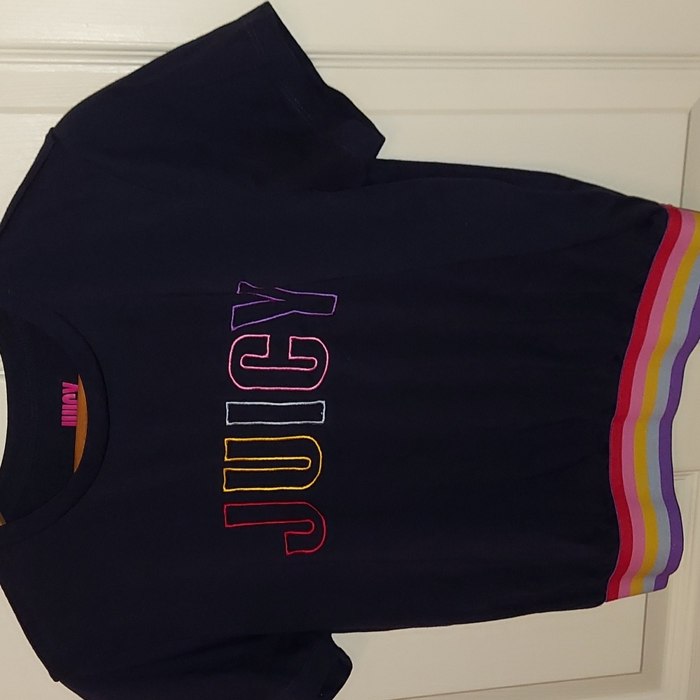 Juicy Couture Rainbow-Logo Graphic Cropped T-Shirt Small
